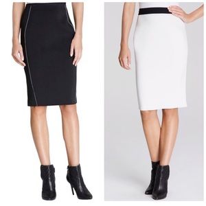 Elie Tahari Reversible Neoprene Full Zip Skirt